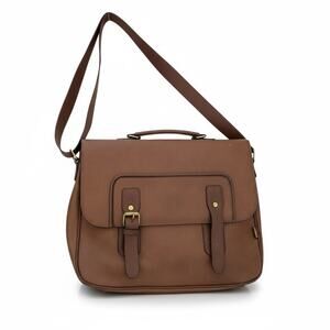 Laptop Messenger Satchel Cognac Vegan Leather Crossbody Work Tote Commute Bag